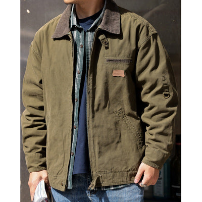 Chaqueta Retro de Lona Pesada con Solapa - Abrigo Clásico para Otoño - Image 7