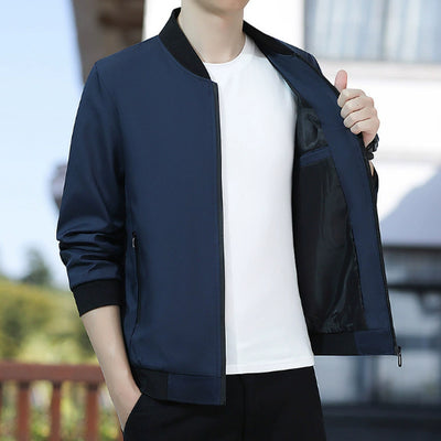 Chaqueta Hombre Primavera Otoño Cuello Alto Diseño Liso - Image 10