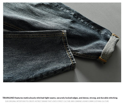 Pantalones Denim Azul Retro Efecto Desgastado para Hombre - Image 13