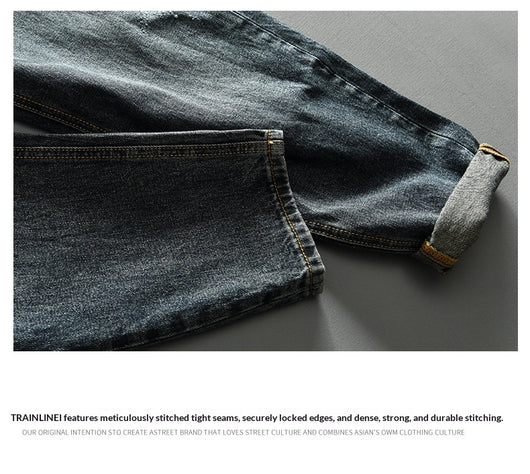 Pantalones Denim Azul Retro Efecto Desgastado para Hombre - Image 13