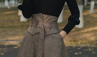 Conjunto Retro de Falda y Suéter de Lana para Mujer - Image 17