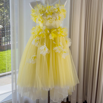 Vestido Strapless de Malla Floral con Tirantes - Image 2