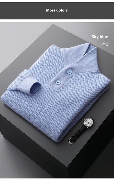 Suéter de Cuello Solapa en Cashmere Puro para Hombre - Invierno - Image 12