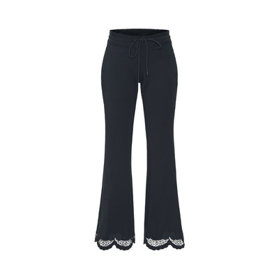 Pantalón Negro Cintura Alta con Cordón de Encaje para Mujer - Image 5