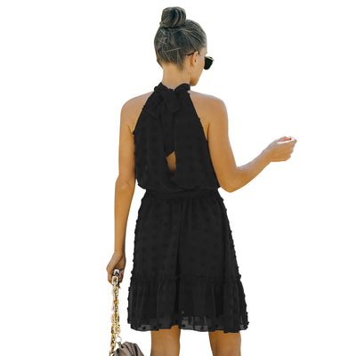 Vestido Halter de Chifón con Escotes Jacquard - Image 7