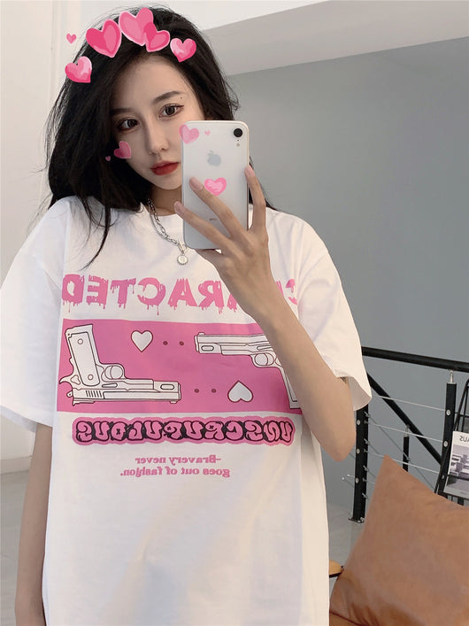 Playera de Algodón Suelta Estampado Divertido - Cómoda y Fresca para Verano - Image 2