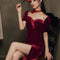 Vestido de Gala Terciopelo Rojo Vino para Mujer
