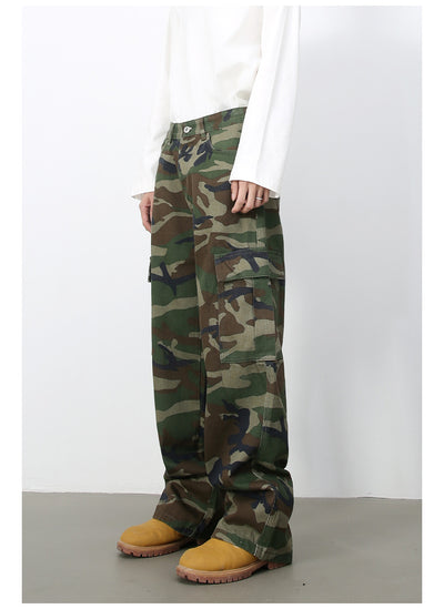Pantalones Vaqueros Cargo Retro Camuflaje con Bolsillos Grandes - Image 16