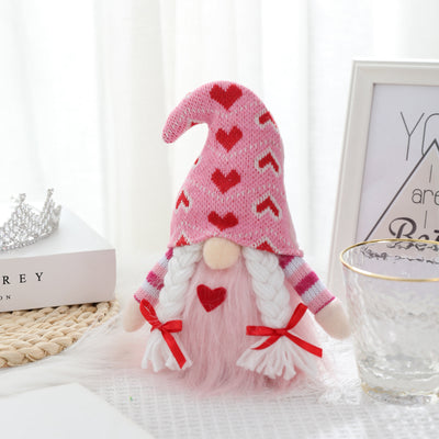 Muñeca Decorativa Sin Rostro de Punto con Corazón para San Valentín - Image 4
