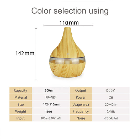 Dark wood grain USB mini tip air purifier and humidifier with a teardrop shape and a silver band. - Image 10