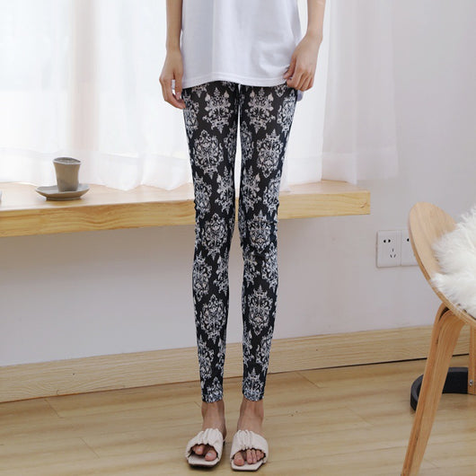 Leggings de Malla Transparente para Mujer - Pantalones Elásticos Estampado Flores - Image 8