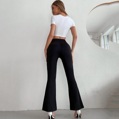 Pantalón Casual Cintura Alta con Abertura Frontal Estilizador - Image 3