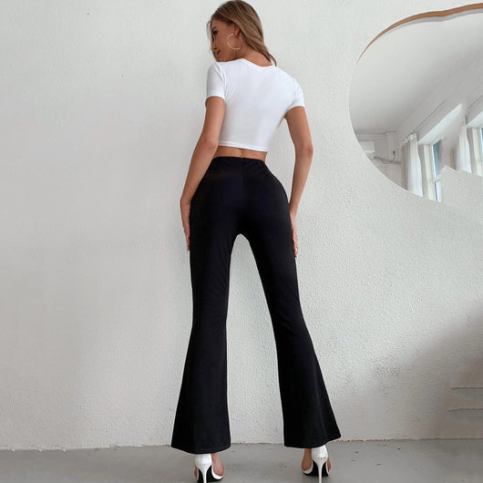 Pantalón Casual Cintura Alta con Abertura Frontal Estilizador - Image 3