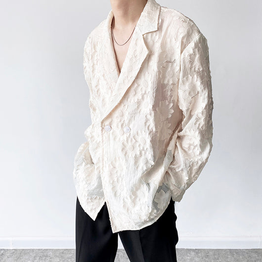 Camisa Unisex Jacquard Bordada en Tono Albaricoque - Image 15