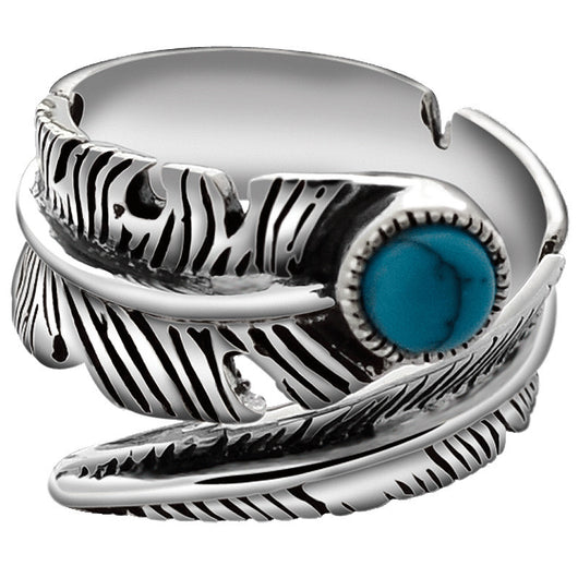 Anillo de Pareja en Plata 925 con Turquesa Artificial Vintage - Image 2