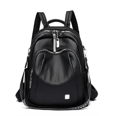 Mochila de Cuero Suave de Gran Capacidad para Estudiantes - Bolsa de Viaje Moderna - Image 10