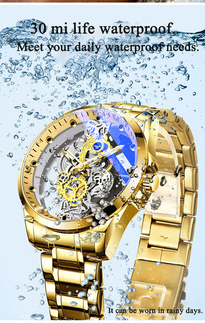 Reloj Automático Esqueleto Dorado de Lujo para Hombre - Image 20