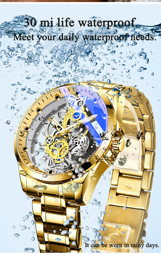 Reloj Automático Esqueleto Dorado de Lujo para Hombre - Image 20