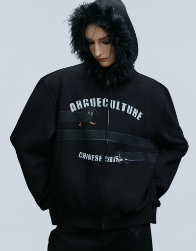 Cardigan Abrigo Retro con Cuello de Pelaje y Diseño Diamante Oversized - Image 18