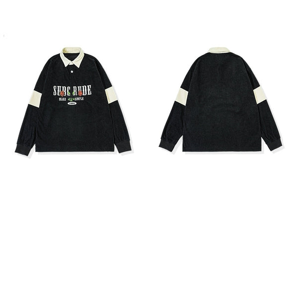 Polo Multicolor con Bordado de Rosa y Letras en Solapa