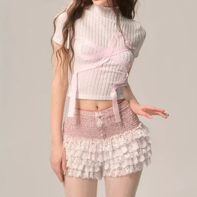 Shorts de Encaje Blanco Francés Flor de Durazno - Image 9