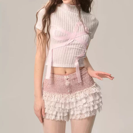 Shorts de Encaje Blanco Francés Flor de Durazno - Image 9