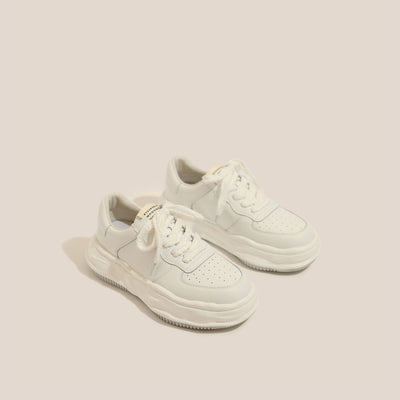 Zapatillas Deportivas Casuales de Cuero para Mujer con Suela Gruesa Elevada - Image 5