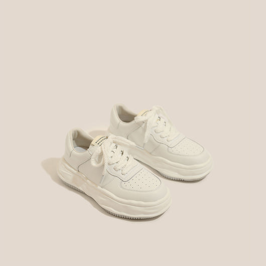 Zapatillas Deportivas Casuales de Cuero para Mujer con Suela Gruesa Elevada - Image 5