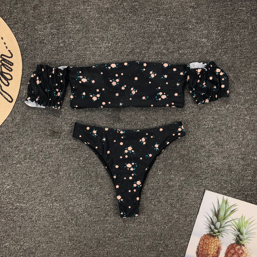 Traje de baño de dos piezas con mangas y estampado para mujer - Image 17