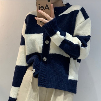Cardigan Suelto a Cuadros para Mujer - Image 6