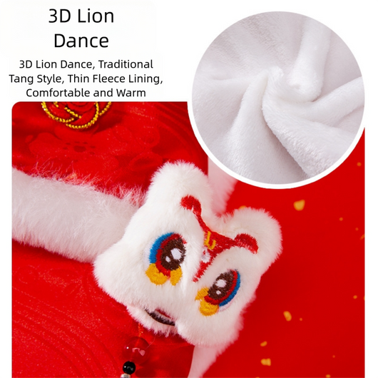 Traje Tang Acolchado para Mascotas - Disfraz de Danza del León con Borlas - Image 4