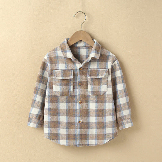 Camisa Cuadriculada Infantil de Botones - Estilo Casual Moderno - Image 10