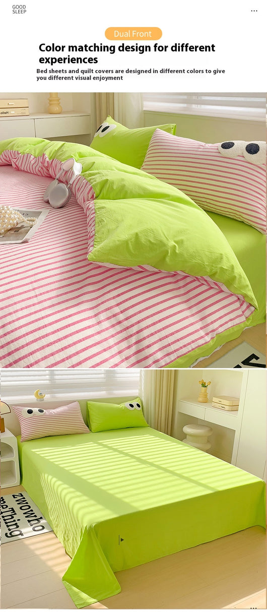 Juego de Cama Ojos Grandes - Funda Nórdica 4 Piezas Efecto Satinado - Image 26