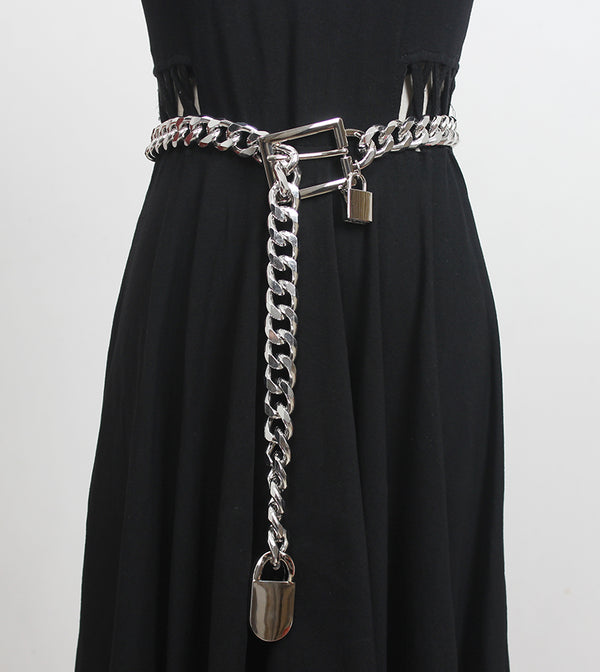 Cinturón de Cadena Gruesa para Mujer Estilo Coreano con Hebilla Hueca