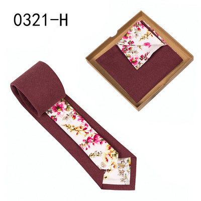 Corbata de Algodón con Estampado Floral y Pañuelo de Bolsillo - Image 19