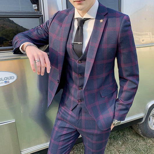 Traje Slim Fit 3 Piezas Fusión Coreana y Británica para Hombre - Image 4