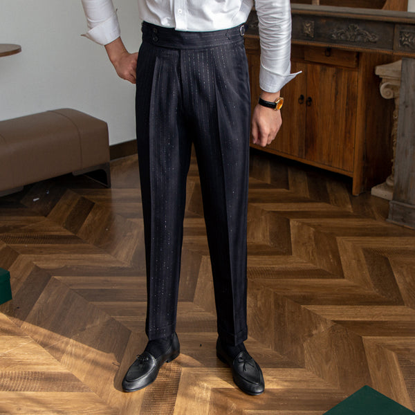 Pantalón Casual de Cintura Alta para Hombre, Recto y sin Planchado