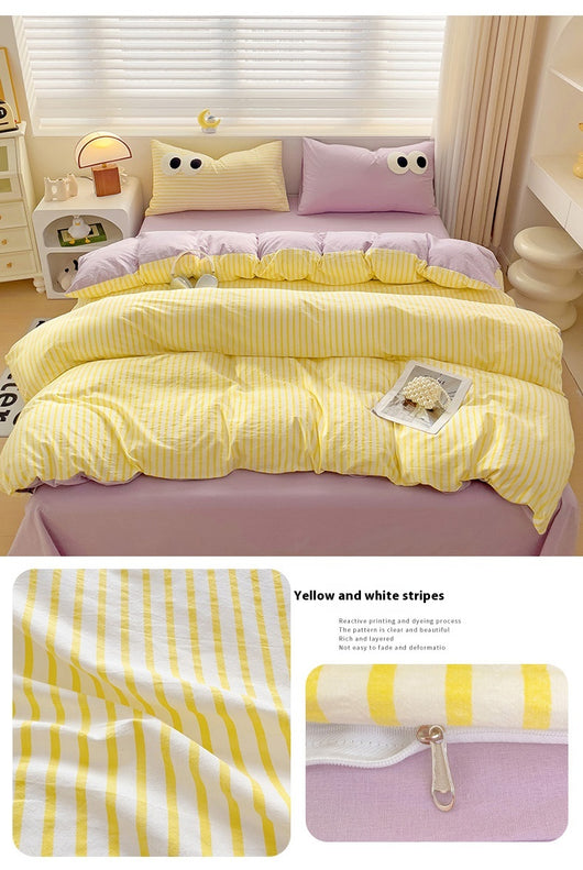 Juego de Cama Ojos Grandes - Funda Nórdica 4 Piezas Efecto Satinado - Image 16