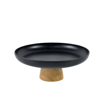 Bandeja de Almacenamiento Redonda con Base de Madera Maciza para Escritorio - Image 9