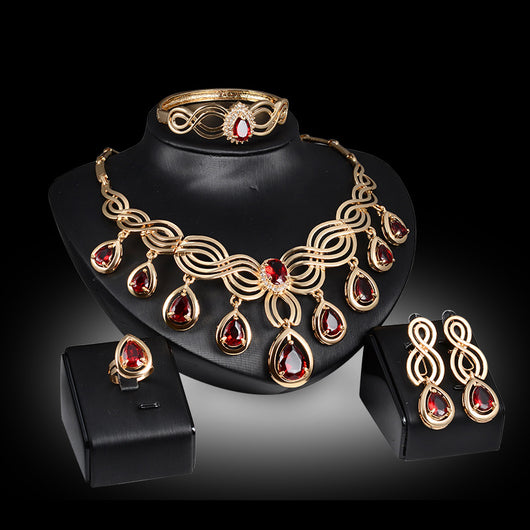Conjunto Elegante de Collar y Aretes con Gemas de Fantasía - Image 8