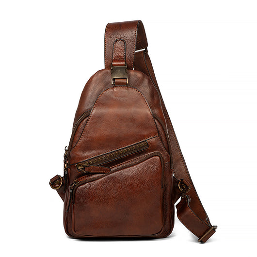 Bolso Mensajero de Cuero Genuino para Hombre - Estilo Retro con Gran Capacidad - Image 5