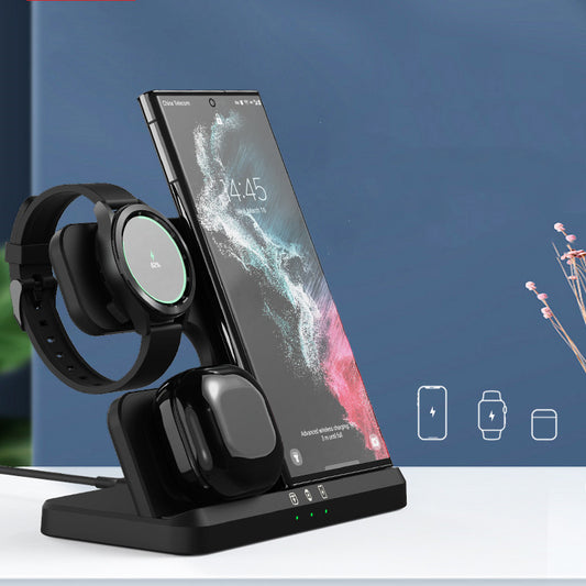 Cargador Inalámbrico Vertical 3 en 1 - Base de Carga para Teléfono, Auriculares y Reloj