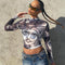 Blusa de Malla Semitransparente Cuello Redondo Manga Larga Ajustada