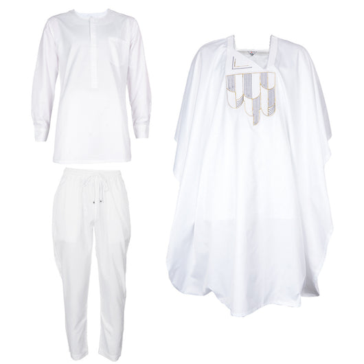 Conjunto de 3 Piezas Africano: Túnica, Pantalón y Accesorios Bordados - Image 15