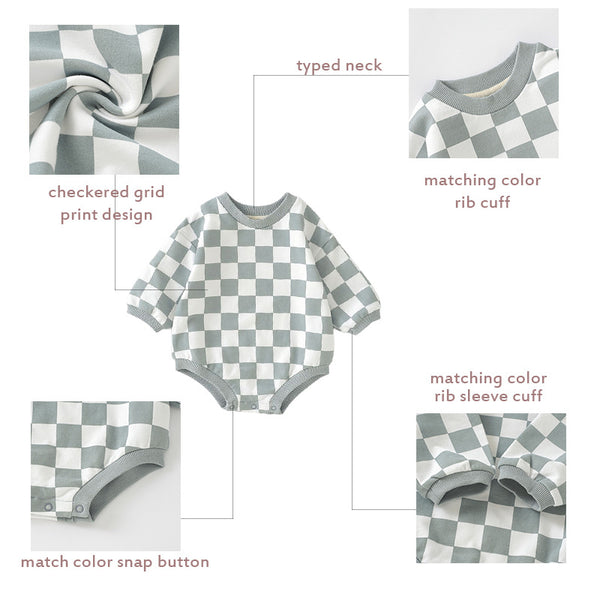 Jumpsuit Infantil Cuadros Ajedrez en Algodón Orgánico