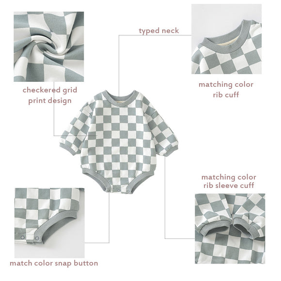 Jumpsuit Infantil Cuadros Ajedrez en Algodón Orgánico