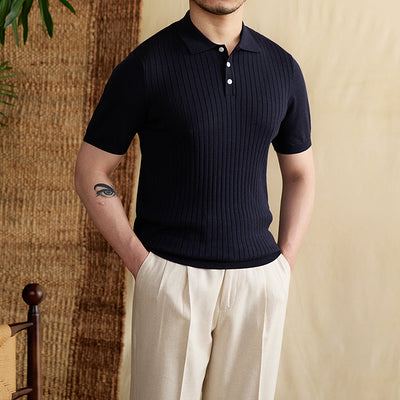 Polo Slim Fit con Rayas Hundidas en Tencel Algodón - Camiseta Transpirable - Image 13