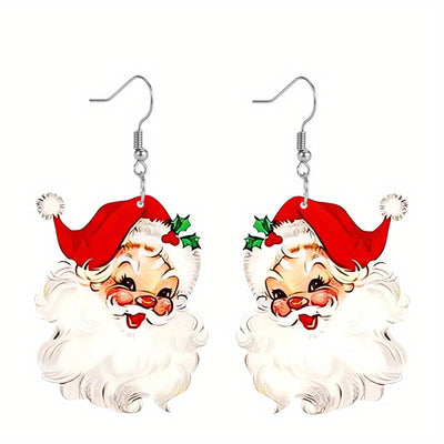 Aretes Colgantes de Papá Noel en Acrílico - Diseño Navideño Adorable - Image 5