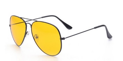 Gold frame aviator sunglasses with dark black lenses, featuring a classic vintage style. - Image 37