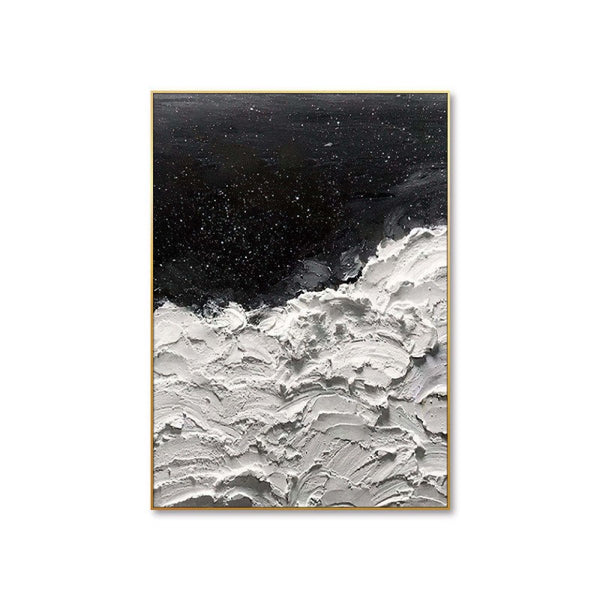 Cuadro Abstracto al Óleo Océano de Estrellas - Arte Moderno en Blanco y Negro para Decoración del Hogar - Image 6
